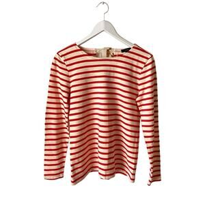 J. Crew Red And Cream Tie-Back Striped Top Size Small